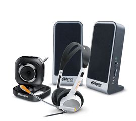 Наушники, гарнитуры, колонки, веб-камеры, микрофоны