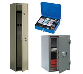 Сейфы, шкафы кассира, ящики для денег