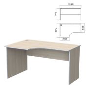 Стол письменный эргономичный «Бюджет», 1360х900х740 мм, левый, дуб шамони светлый, 402662-430