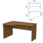 Стол письменный эргономичный «Бюджет», 1360х900х740 мм, левый, орех французский, 402662-190