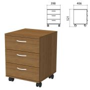 Тумба подкатная «Бюджет», 398х406х521 мм, 3 ящика, орех французский, 402952-190