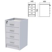 Тумба (каркас БЕЗ КРЫШКИ) приставная «Арго», 440х450х740 мм, 4 ящика, замок, серый