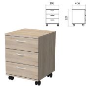 Тумба подкатная «Бюджет», 398х406х521 мм, 3 ящика, дуб сонома, 402952-091