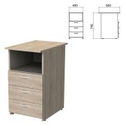 Тумба приставная «Бюджет», 400х600х740 мм, 3 ящика, полка, дуб сонома, 402657-091