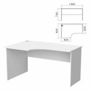 Стол письменный эргономичный «Бюджет» 1360х900х740 мм, левый, белый, 402662-290