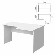 Стол письменный эргономичный «Бюджет», 1360х900х740 мм, правый, белый, 402663-290