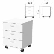 Тумба подкатная «Бюджет», 398х406х521 мм, 3 ящика, белый, 402952-290