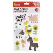 Наклейки из EVA «Ферма», 12 шт., ассорти, ОСТРОВ СОКРОВИЩ, 661459