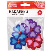 Наклейки из фетра «Клевер», 6 шт., ассорти, ОСТРОВ СОКРОВИЩ, 661474