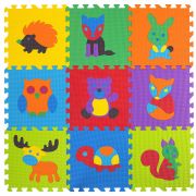 Коврик-пазл напольный 0,9х0,9 м мягкий «Зверушки», 9 частей 30х30 см, толщина 1 см, ЮНЛАНДИЯ, 664666