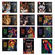 Гравюра в технике Скретчинг «Животные» АССОРТИ, цветная основа 30х40 см, штихель, LORI, 001