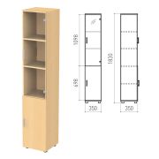 Шкаф закрытый со стеклом «Канц», 350х350х1830 мм, цвет бук невский (КОМПЛЕКТ)