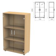 Шкаф закрытый со стеклом «Канц», 700х335х1130 мм, цвет бук невский (КОМПЛЕКТ)