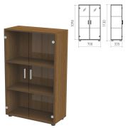 Шкаф закрытый со стеклом «Канц», 700х335х1130 мм, цвет орех пирамидальный (КОМПЛЕКТ)