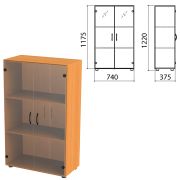 Шкаф закрытый со стеклом «Фея», 740х375х1220 мм, цвет орех милан (КОМПЛЕКТ)