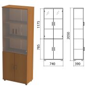 Шкаф закрытый со стеклом «Монолит», 740х390х2050 мм, цвет орех гварнери (КОМПЛЕКТ)