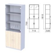 Шкаф закрытый со стеклом «Бюджет», 716х349х1810 мм, дуб шамони светлый (КОМПЛЕКТ)