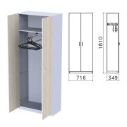 Шкаф для одежды «Бюджет», 716х349х1810 мм, дуб шамони светлый (КОМПЛЕКТ)