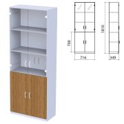 Шкаф закрытый со стеклом «Бюджет», 716х349х1810 мм, орех французский (КОМПЛЕКТ)