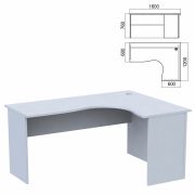 Стол компактный «Арго», 1600х1200х760 мм, правый, серый (КОМПЛЕКТ)