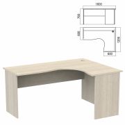 Стол компактный «Арго», 1600х1200х760 мм, правый, ясень шимо (КОМПЛЕКТ)