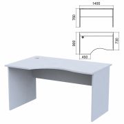 Стол эргономичный «Арго», 1400х900х760 мм, левый, серый (КОМПЛЕКТ)
