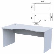 Стол эргономичный «Арго», 1600х900х760 мм, левый, серый (КОМПЛЕКТ)