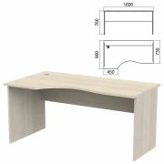 Стол эргономичный «Арго», 1600х900х760 мм, левый, ясень шимо (КОМПЛЕКТ)