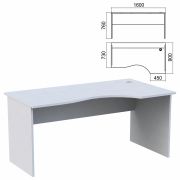 Стол эргономичный «Арго», 1600х900х760 мм, правый, серый (КОМПЛЕКТ)