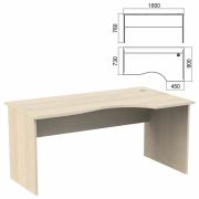 Стол эргономичный «Арго», 1600х900х760 мм, правый, ясень шимо (КОМПЛЕКТ)