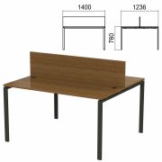 Стол письменный 2-МЕСТНЫЙ на металлокаркасе «Арго», 1400х1236х760 мм, орех (КОМПЛЕКТ)