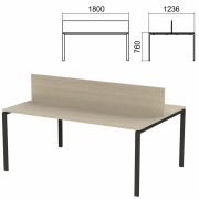 Стол письменный 2-МЕСТНЫЙ на металлокаркасе «Арго», 1800х1236х760 мм, ясень шимо (КОМПЛЕКТ)