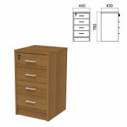 Тумба приставная «Арго», 440х450х760 мм, 4 ящика, замок, орех (КОМПЛЕКТ)