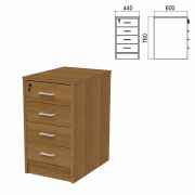 Тумба приставная «Арго», 440х600х760 мм, 4 ящика, замок, орех (КОМПЛЕКТ)