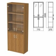 Шкаф закрытый со стеклом «Арго», 770х370х2000 мм, орех (КОМПЛЕКТ)