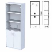Шкаф закрытый со стеклом «Арго», 770х370х2000 мм, серый (КОМПЛЕКТ)