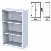 Шкаф закрытый со стеклом «Арго», 770х370х1220 мм, серый (КОМПЛЕКТ)