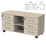 Тумба-креденция «Приоритет» 1200х446х600 мм, 6 ящиков, кронберг, (КОМПЛЕКТ)