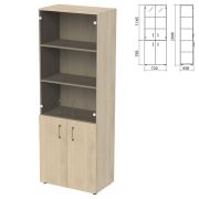 Шкаф закрытый со стеклом «Приоритет» 720х438х2000 мм, 4 полки, кронберг (КОМПЛЕКТ)