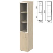 Шкаф закрытый со стеклом в алюминиевой рамке «Приоритет», левый 360х438х2000 мм, 4 полки, кронберг (КОМПЛЕКТ)