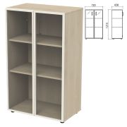 Шкаф закрытый со стеклом в алюминиевой рамке «Приоритет» 720х438х1215 мм, 2 полки, кронберг (КОМПЛЕКТ)