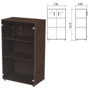 Шкаф закрытый со стеклом «Приоритет» 720х424х1215 мм, 2 полки, венге (КОМПЛЕКТ)