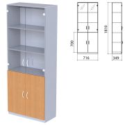 Шкаф закрытый со стеклом «Бюджет», 716х349х1810 мм, груша ароза (КОМПЛЕКТ)