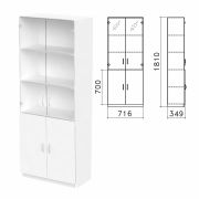 Шкаф закрытый со стеклом «Бюджет», 716х349х1810 мм, белый (КОМПЛЕКТ)