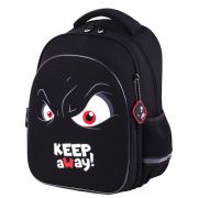 Рюкзак BRAUBERG OPTIMA, 2 отделения, с брелоком, «Keep away», СВЕТЯЩИЙСЯ, 36х27х18 см, 271361
