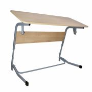 Стол-парта 2-местный, регулируемый угол, «Олимп», 1200х500х520-640 мм, рост 2-4, серый каркас, ЛДСП клён