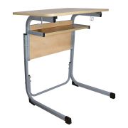Стол-парта 1-местный регулируемый «Атлант», 600х500х640-760 мм, рост 4-6, серый каркас, ЛДСП клён
