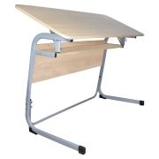 Стол-парта 2-местный, регулируемый угол, «Атлант», 1200х500х520-640 мм, рост 2-4, серый каркас, ЛДСП клён