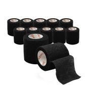 Бинт эластичный бандажный защитный самофиксирующийся, 4,5 м х 5 см, 12 рулонов, черный, DASWERK (ДАСВЕРК), 680041