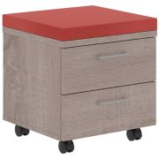 Тумба мобильная с подушкой XTEN XMC-2D.1A, дуб сонома/красный, 46.5х46.5х52 см